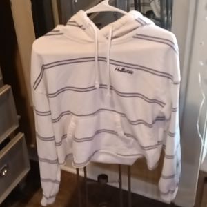 Hollister white with stripes hoodie